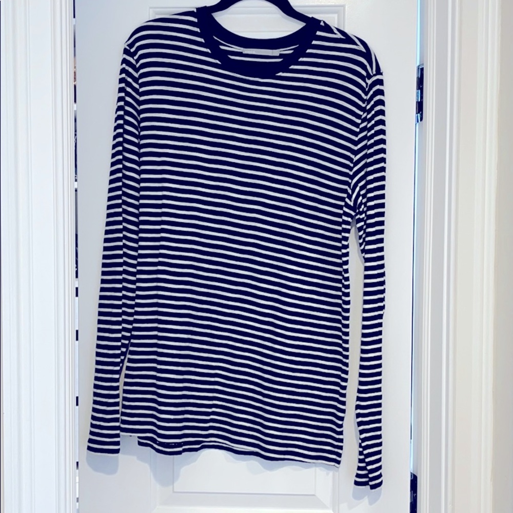Vince Navy White long sleeve tee shirt men L
